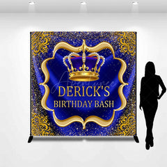 Aperturee - Aperturee Elegant Crown Curtain Happy Birthday Custom Backdrop