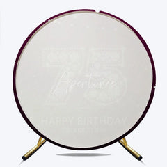 Aperturee - Aperturee Elegant Diamond 75th Birthday Round Backdrop Sparkling Purple Happy Birthday Celebration Decor