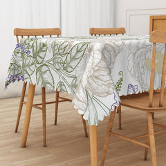 Aperturee - Aperturee Elegant Fine Art Rectangle Tablecloth with Spring Flowers for Sophisticated Dining and Wedding Decor