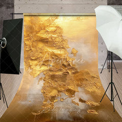 Aperturee - Aperturee Elegant Gold and Silver Abstract Textured Sweep Backdrop Luxurious Metallic Photo Studio Background Prop