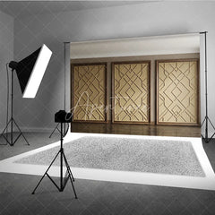 Aperturee - Aperturee Elegant Gold Geometric Pattern Photography Backdrop with Wooden Frame Modern Art Deco Style for Studio Shoots