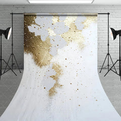Aperturee - Aperturee Elegant Gold Glitter and White Abstract Sweep Backdrop Modern Party Photography Decor