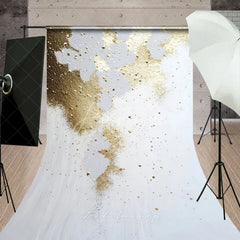 Aperturee - Aperturee Elegant Gold Glitter and White Abstract Sweep Backdrop Modern Party Photography Decor