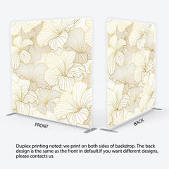 Aperturee - Aperturee Elegant Golden Floral Square Double-Sided Backdrop Cream White Abstract Petals for Luxurious Event Decor