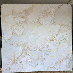 Aperturee - Aperturee Elegant Golden Floral Square Double-Sided Backdrop Cream White Abstract Petals for Luxurious Event Decor