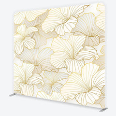 Aperturee - Aperturee Elegant Golden Floral Square Double-Sided Backdrop Cream White Abstract Petals for Luxurious Event Decor
