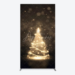 Aperturee - Aperturee Elegant Golden Glitter Sparkling Christmas Tree Rectangle Arch Backdrop Festive Holiday Party Decor
