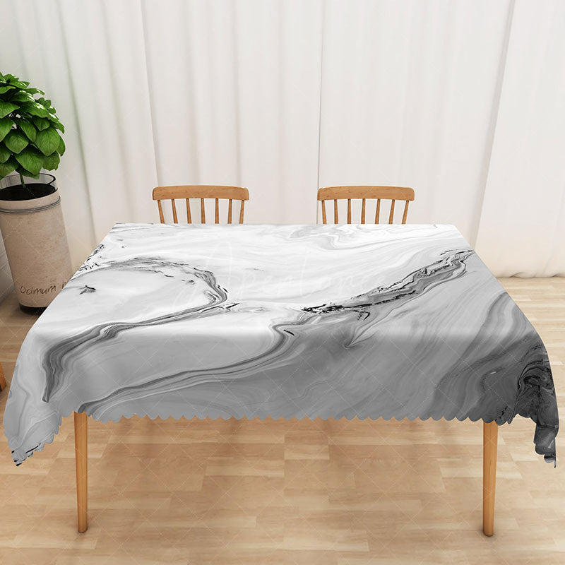 Aperturee - Aperturee Elegant Gray Marble Rectangle Tablecloth with Gradient Effect for Modern and Luxury Dining Room Decor