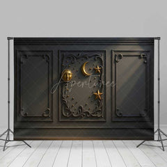Aperturee Aperturee Elegant Gray Wall Photography Backdrop with Gold Sun Moon and Stars Classic Molding Panel Studio Photo Prop