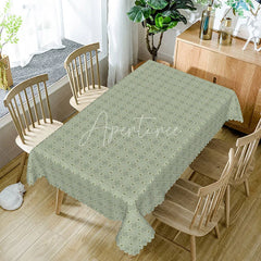 Aperturee - Aperturee Elegant Green Geometric Rectangle Tablecloth Simple Modern Pattern Farmhouse Kitchen Dining Table Decor