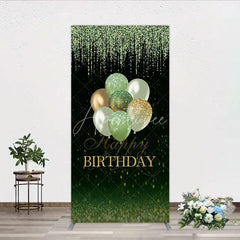 Aperturee - Aperturee Elegant Green Gold Glitter Balloons Happy Birthday Rectangle Arch Backdrop Sparkling Party Photo Booth Decor