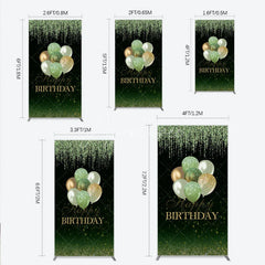 Aperturee - Aperturee Elegant Green Gold Glitter Balloons Happy Birthday Rectangle Arch Backdrop Sparkling Party Photo Booth Decor