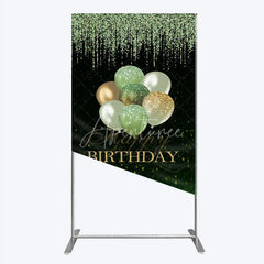 Aperturee - Aperturee Elegant Green Gold Glitter Balloons Happy Birthday Rectangle Arch Backdrop Sparkling Party Photo Booth Decor
