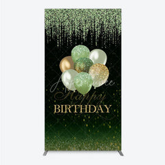 Aperturee - Aperturee Elegant Green Gold Glitter Balloons Happy Birthday Rectangle Arch Backdrop Sparkling Party Photo Booth Decor