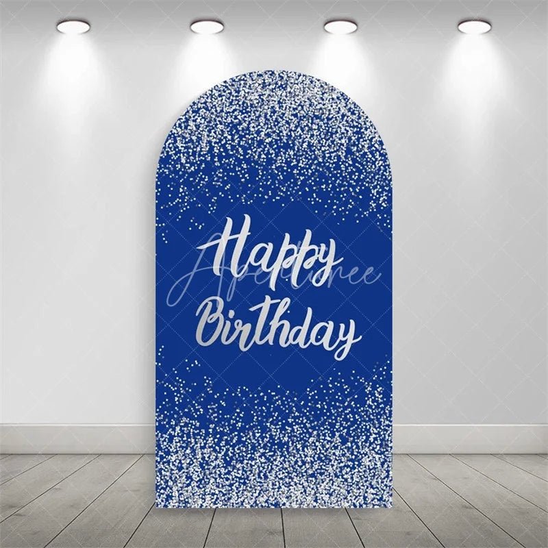 Aperturee - Aperturee Elegant Happy Birthday Arch Backdrop Sparkling Glitter Dust Party Celebration Background