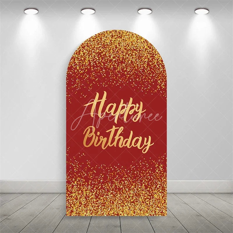 Aperturee - Aperturee Elegant Happy Birthday Arch Backdrop Sparkling Glitter Dust Party Celebration Background