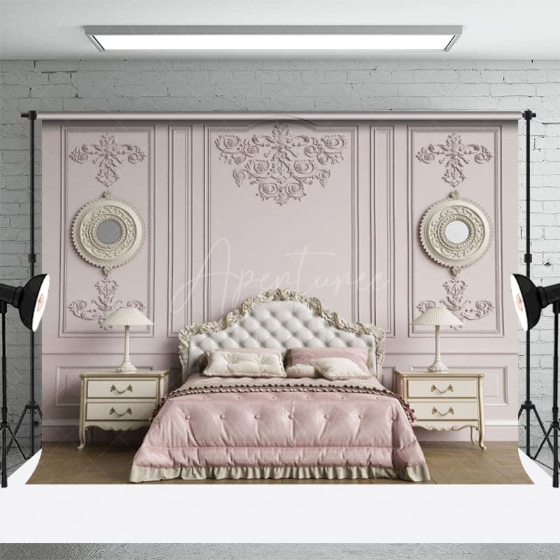 Aperturee - Aperturee Elegant Headboard Sweet Wooden Rug Combo Set Backdrop