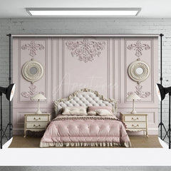 Aperturee - Aperturee Elegant Headboard Sweet Wooden Rug Combo Set Backdrop