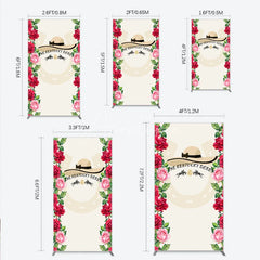 Aperturee - Aperturee Elegant Horse Racing Party Rectangle Arch Backdrop featuring a Chic Hat and Vibrant Red and Pink Roses
