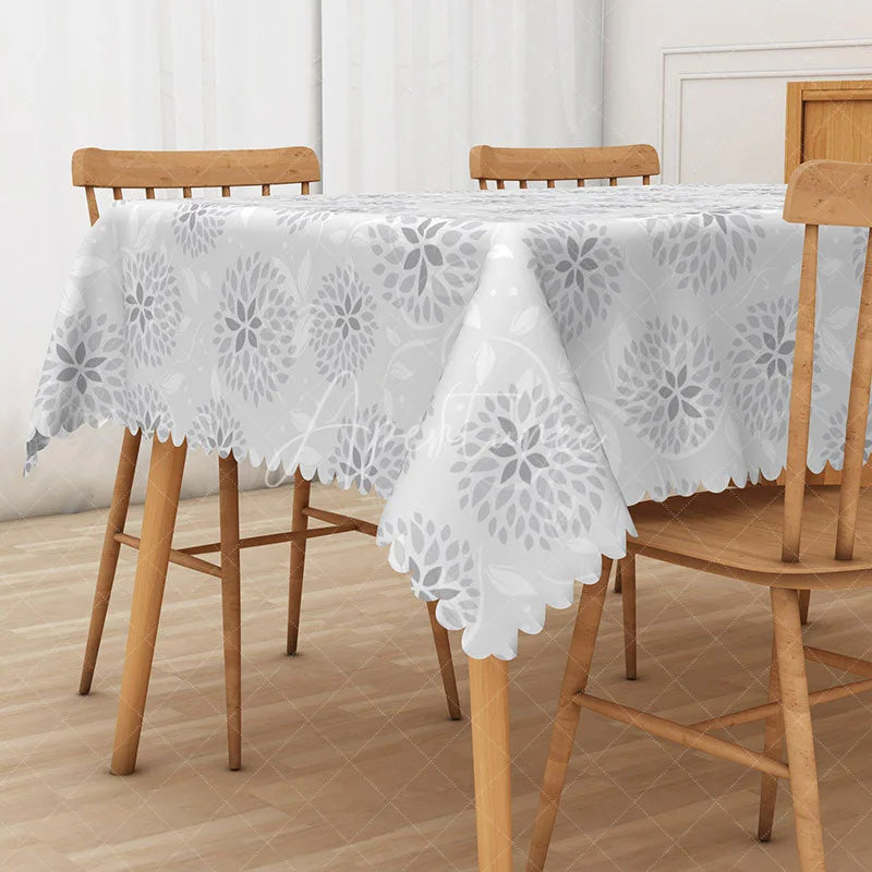 Aperturee - Aperturee Elegant Hydrangea Floral Rectangle Tablecloth with Repeating Pattern for Wedding and Bridal Shower Decor