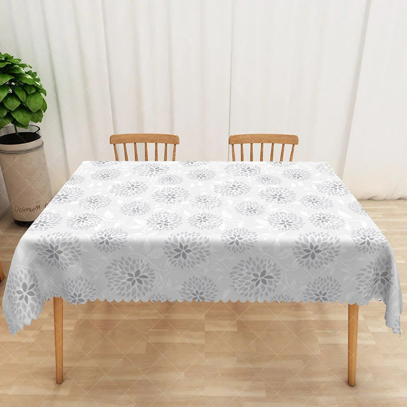 Aperturee - Aperturee Elegant Hydrangea Floral Rectangle Tablecloth with Repeating Pattern for Wedding and Bridal Shower Decor