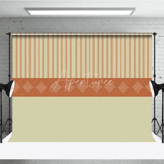 Aperturee - Aperturee Elegant Indian Pattern Stripe Backdrop Beige and Orange Traditional Decorative Party Banner