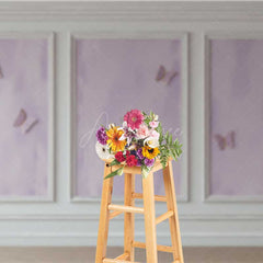 Aperturee Aperturee Elegant Lavender Wall Photography Backdrop with Gold Butterflies Classic Molding Panel Studio Photo Prop Decor