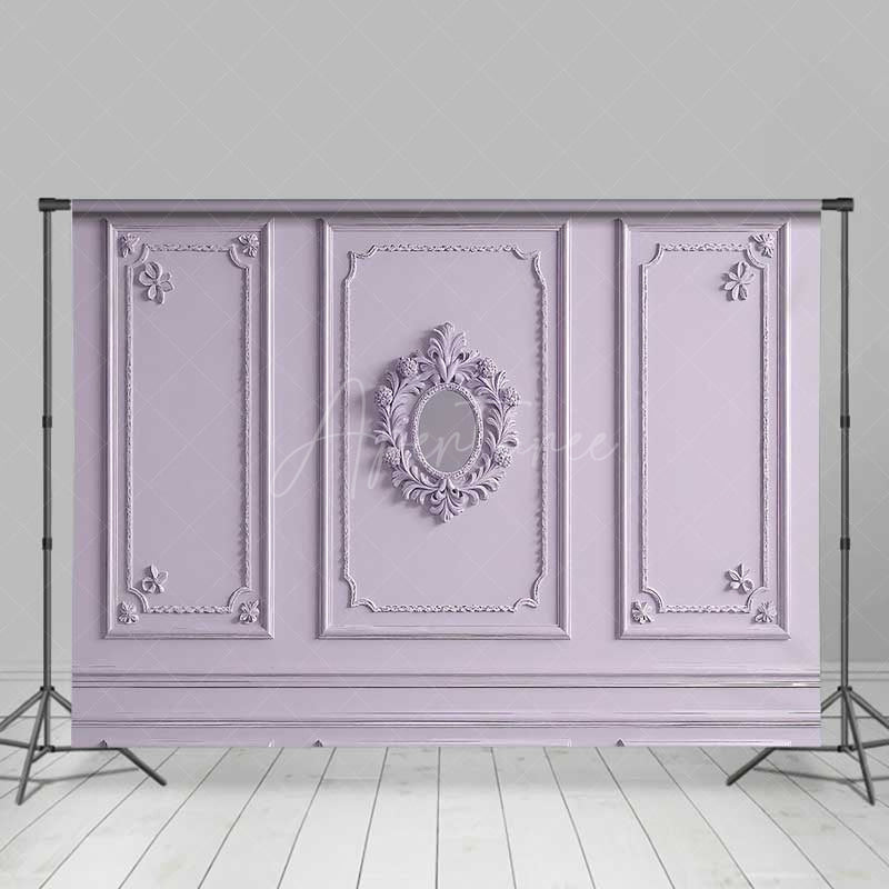 Aperturee Aperturee Elegant Lavender Wall Photography Backdrop with Ornate Mirror Classic Molding Panel Studio Photo Prop Decor