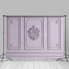 Aperturee Aperturee Elegant Lavender Wall Photography Backdrop with Ornate Mirror Classic Molding Panel Studio Photo Prop Decor