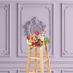 Aperturee Aperturee Elegant Lavender Wall Photography Backdrop with Ornate Mirror Classic Molding Panel Studio Photo Prop Decor