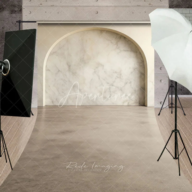 Aperturee - Aperturee Elegant Light Beige Marble Arch Sweep Backdrop Modern Minimalist Studio Photography Background