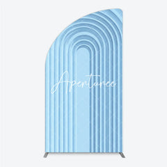 Aperturee - Aperturee Elegant Light Blue Layered Geometric Half Moon Arch Backdrop Modern Minimalist Party Decor for Weddings and Events