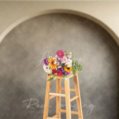 Aperturee - Aperturee Elegant Neutral Beige Arch Photography Backdrop Modern Textured Wall Studio Prop for Portraits
