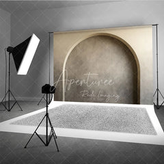 Aperturee - Aperturee Elegant Neutral Beige Arch Photography Backdrop Modern Textured Wall Studio Prop for Portraits