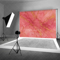Aperturee - Aperturee Elegant Pink and Gold Abstract Fluid Art Photography Backdrop Luxurious Marble Texture Photo Prop