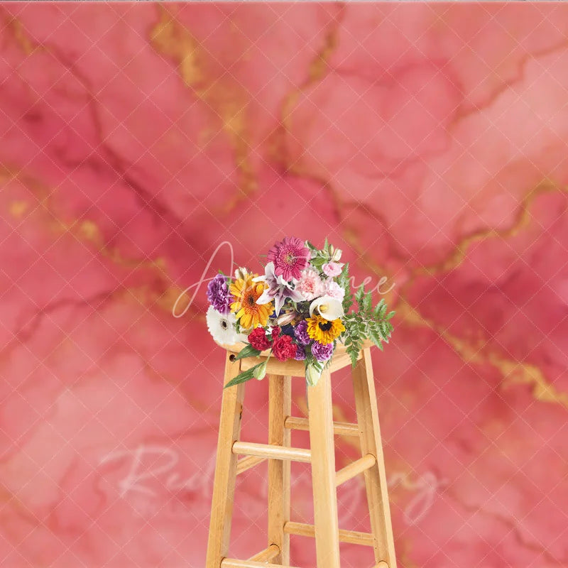 Aperturee - Aperturee Elegant Pink and Gold Abstract Fluid Art Photography Backdrop Luxurious Marble Texture Photo Prop