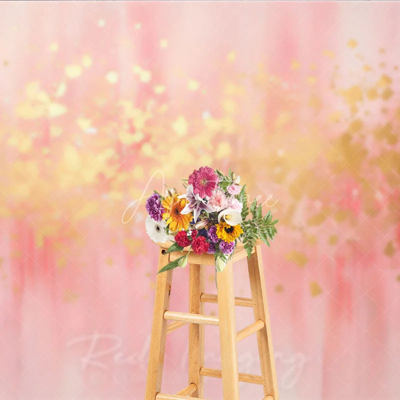 Aperturee - Aperturee Elegant Pink and Gold Foil Abstract Photography Backdrop Soft Artistic Party Decor