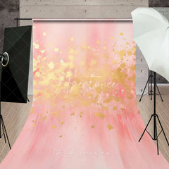 Aperturee - Aperturee Elegant Pink and Gold Glitter Abstract Sweep Backdrop Dreamy Celebration Party and Professional Photo Decor