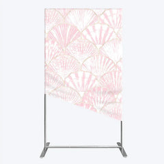 Aperturee - Aperturee Elegant Pink and Gold Scallop Shell Pattern Rectangle Arch Backdrop Delicate Mermaid Theme Baby Shower Party Decor