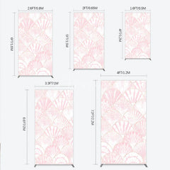Aperturee - Aperturee Elegant Pink and Gold Scallop Shell Pattern Rectangle Arch Backdrop Delicate Mermaid Theme Baby Shower Party Decor
