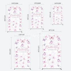 Aperturee - Aperturee Elegant Pink Butterfly 1st Birthday Arch Backdrop