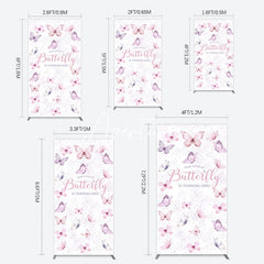 Aperturee - Aperturee Elegant Pink Butterfly 1st Birthday Rectangle Backdrop