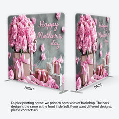 Aperturee - Aperturee Elegant Pink Carnations and Gift Boxes Square Double-Sided Backdrop Happy Mother’s Day Celebration Decor