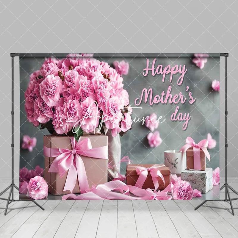 Aperturee - Aperturee Elegant Pink Floral Gifts Happy Mothers Day Backdrop