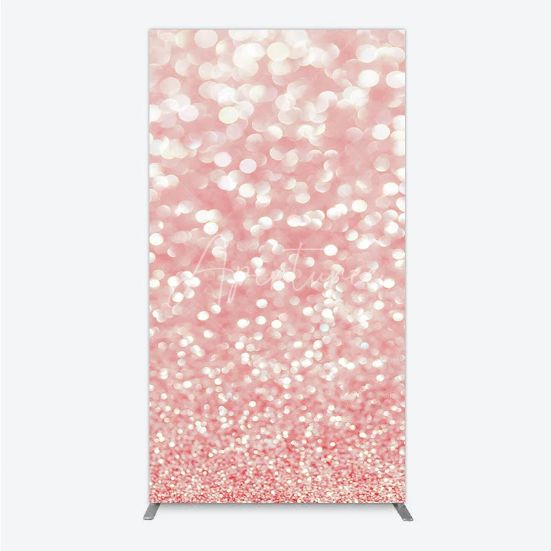 Aperturee - Aperturee Elegant Pink Glitter Bokeh Sparkling Rectangle Arch Backdrop Shimmering Festive Party Decoration Background