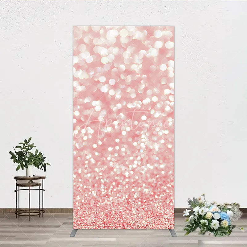 Aperturee - Aperturee Elegant Pink Glitter Bokeh Sparkling Rectangle Arch Backdrop Shimmering Festive Party Decoration Background