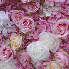 Aperturee - Aperturee Elegant Pink Purple and White Ombre Artificial Flower Wall Romantic Floral Backdrop for Wedding Party Decor