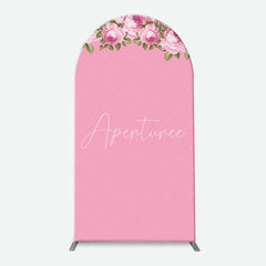 Aperturee - Aperturee Elegant Pink Rose Floral Arch Backdrop for Wedding Romantic Flower Wall Decor Bridal Shower or Birthday Party