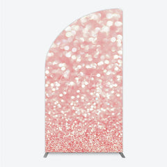 Aperturee - Aperturee Elegant Pink Rose Gold Glitter Bokeh Half Moon Arch Backdrop Shimmering Party Decoration for Celebrations