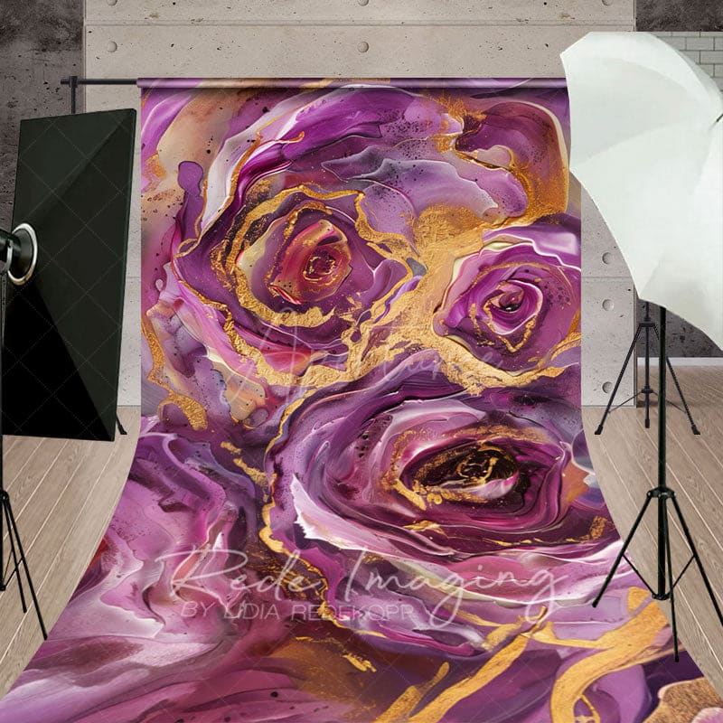 Aperturee - Aperturee Elegant Purple Abstract Rose Fine Art Sweep Backdrop